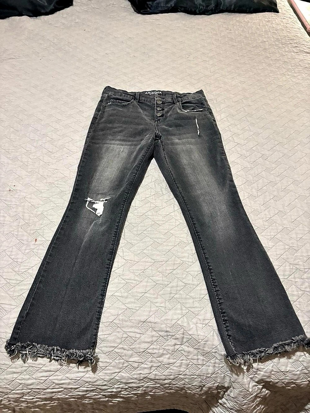 Arizona Jean Co. Distressed Flare Jeans in Black
